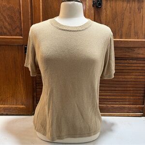 Tan Short Sleeve Knit Top
